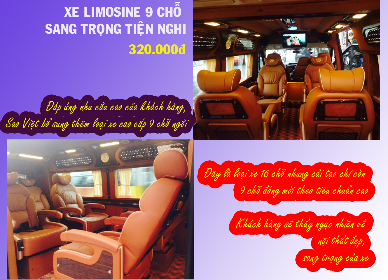 Hng Sao Việt bổ sung xe cao cấp Limosine 9 chỗ ngồi rất thoải mi